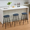 thumbnail image 6 of Bar Stools Set of 3, 28 inch Backless Bar Height Stools, Modern Leather Barstools Saddle Stools for Kitchen Island, Navy Blue, 6 of 8