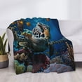 thumbnail image 3 of Disketp Ocean Coral Turtle Flannel Blankets - Thick and Warm Blanket for Winter, Soft Fuzzy Plush King Blanket for All Seasons60"x50", 3 of 6