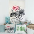 thumbnail image 2 of Designart ' Two Monochrome Leaves With Lotus Flower ' Traditional Canvas Wall Art Print, 2 of 4
