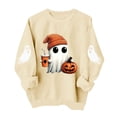 thumbnail image 3 of TKLPEHG Women's Sweatshirts Halloween Long Sleeve Cute Ghost Pumpkin Graphic Sweatshirt Crew Neck Fall Fashion Casual Pullover (Beige,S), 3 of 6