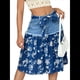 thumbnail image 3 of Falda Vaquera Informal con Lazo para Mujer, Falda Larga de con Estampado Floral Estilo Bohemio, Falda Paraguas. Azul M, 3 of 9