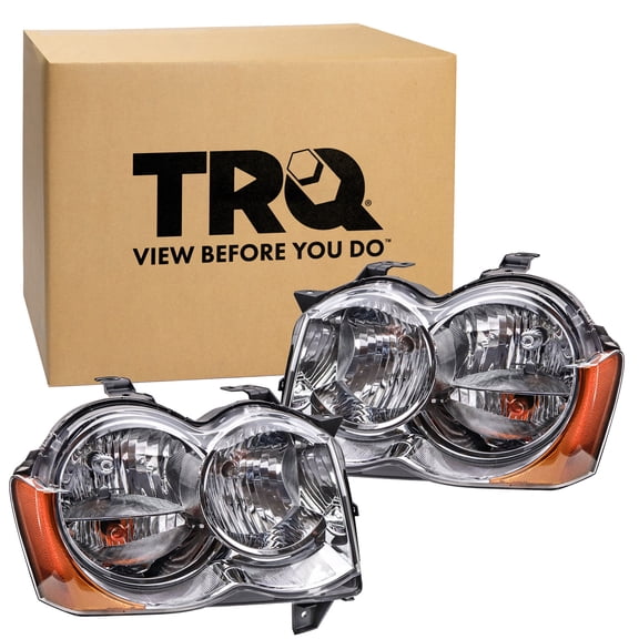 TRQ Headlight Assembly Set CH2518131 CH2519131 Fits 2008-2010 Jeep Grand Cherokee