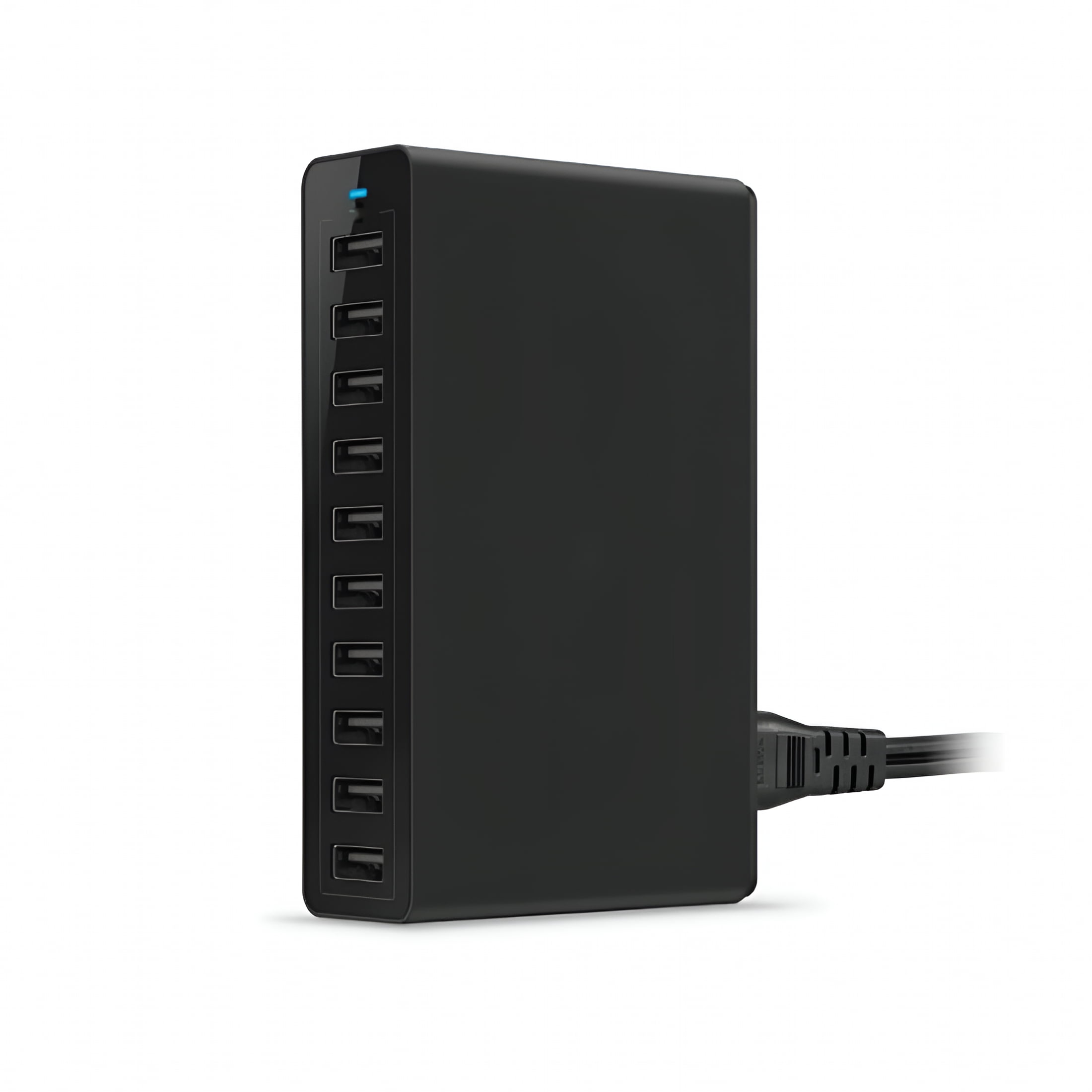 GJX 10 Port USB Charging Station Hub Multifunctional Fast Charger USB AC Power Desktop Wall Charger Organizer with US Plug (Black)