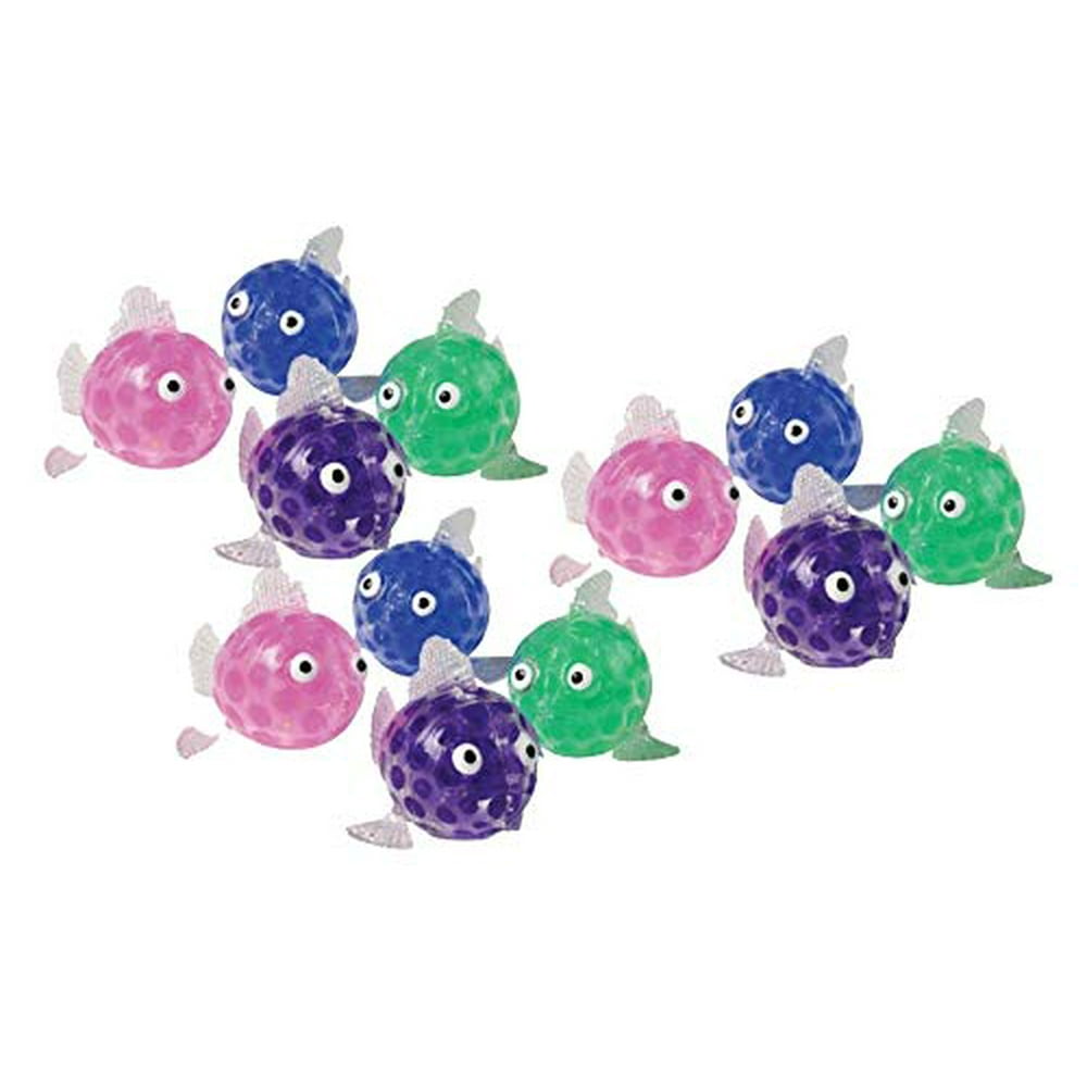 BULK 12 Cute Fish Water Bead Filled Squeeze Stress Balls Squishy