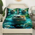 thumbnail image 2 of Sea Otter Sheets Coastal Creature Fitted Sheet Queen Room Decorative Marine Life Otter Bed Sheets Ocean Animals Bedding Set(No Top Sheet), 2 of 6
