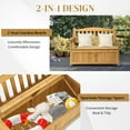 thumbnail image 5 of BuySphere Outdoor Wood Storage Bench, Wooden Large Deck Box with Seating & Armrest, Waterproof Patio Organizer Loveseat for Garden Porch Deck Backyard Poolside(Yellow), 5 of 7