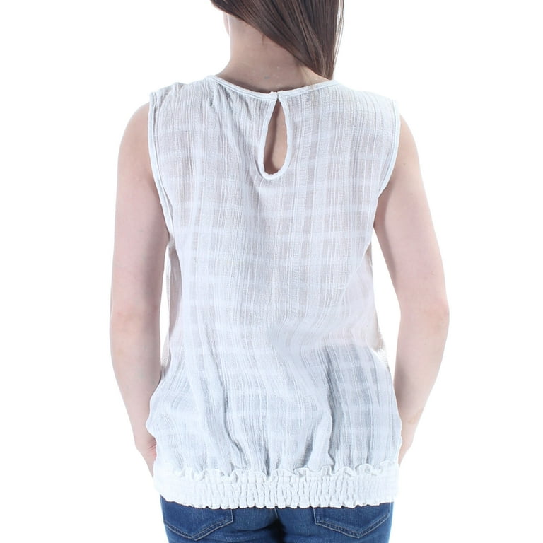 Max Studio Womens Pintuck Pleat Lace Inset Tank Top White S