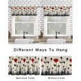 thumbnail image 4 of Vintage Floral Curtain Valance for Windows/Living Room/Kitchen/Bathroom/Café, Short Rod Pocket Tier Curtain Window Treatment Panel Spring Farmhouse Abstract Red Flowers Topper Curtain 42''x12'', 4 of 6