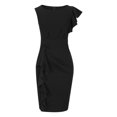 thumbnail image 5 of IROINNID Wedding Guest Dresses for Women Homecoming Party Summer Round Neck Solid Color Strapless Party Short Maxi Dress Trendy Formal Dress,Black, 5 of 6