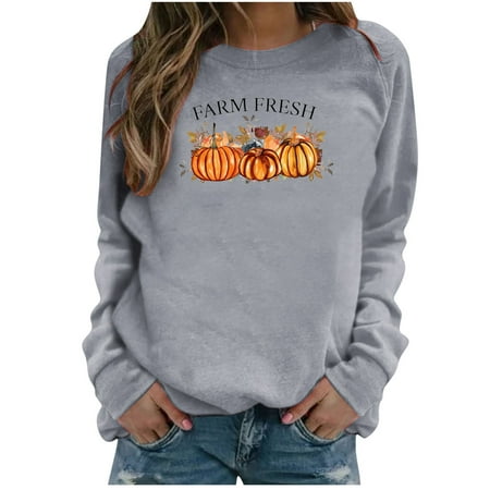 

Honeeladyy Discount Thanksgiving Fashion Women s Casual Long Sleeve O-Neck Printed Ladies Sweatshirts Tops