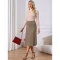thumbnail image 3 of DARING DIVA Women's Pleated High Waist A Line Knit Midi Skirt S Brown, 3 of 7