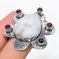 thumbnail image 2 of Natural Rainbow Moonstone,Amethyst Gemstone 925 Sterling Silver Ring Size 8, 2 of 2