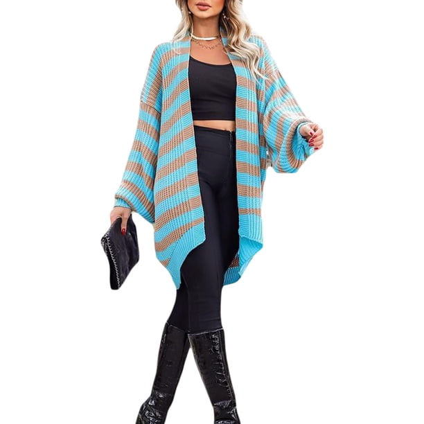 Txlixc Suéter de cardigan rayado femenino Txlixc moda