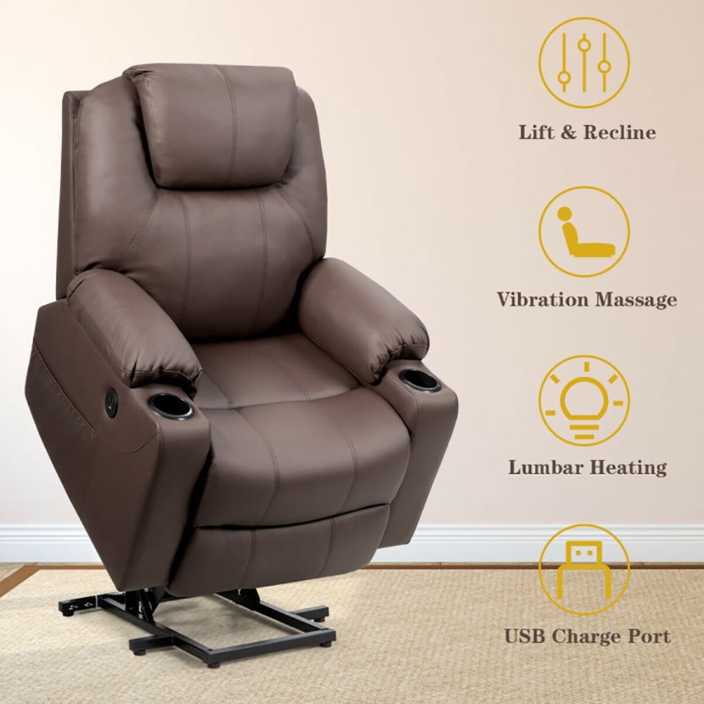 Finihen Massage Recliner Sofa, Electric Recliner Chair, Electric Power Lift Leather Massage Sofa, for Living Room, Bedroom, Brown Finihen Massage Recliner Sofa, Electric Recliner Chair, Electric Power Lift Leather Massage Sofa, for Living Room, Bedroom, Brown
