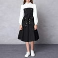 thumbnail image 4 of Girls Holiday Long Sleeve Dresses Round Neck Tiered Kids Party Casual Fall Dress A-line High Waist Vintage Dress for Girl Black 9-10 Years, 4 of 7