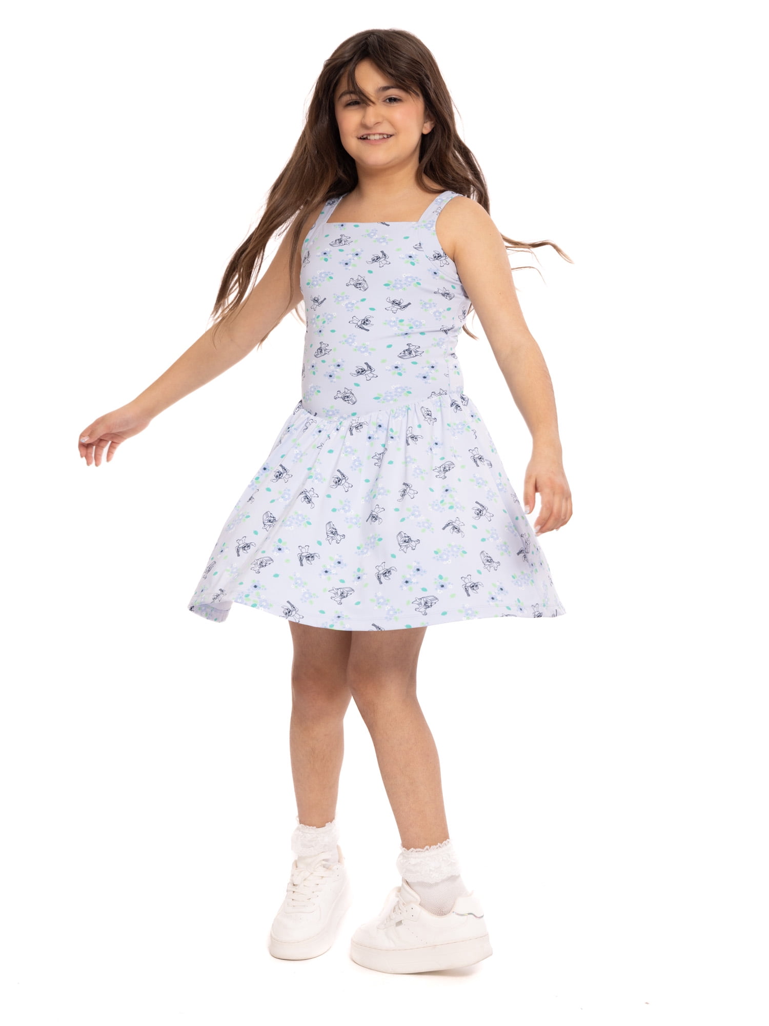 Stitch Girls Active Sleeveless Dress with Built-In Shorts, Sizes 4-12