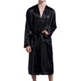 thumbnail image 1 of Men‘s Satin Kimono Robe Silk Classic Long Bathrobe Pockets Lightweight Loungewear, 1 of 6