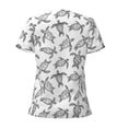 thumbnail image 3 of Goofa Hand Drawn Turtle Pattern Womens Deep V Neck Low Cut Tops Casual Summer Short Sleeve Ribbed Knit T-Shirts-Small, 3 of 5