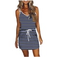 thumbnail image 2 of Usmixi Womens Summer Mini Sundress Vacation Floral Print Drawstring Pocket Short Dress V Neck Sleeveless Spaghetti Strap Dresses for Beach Black XXL, 2 of 5