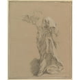 thumbnail image 2 of Louis-Jean-François Lagrenée 15x18 Black Ornate Wood Framed Double Matted Museum Art Print Titled - Drapery Study of a Woman with an Outstretched Arm (ca. 1770-80), 2 of 5