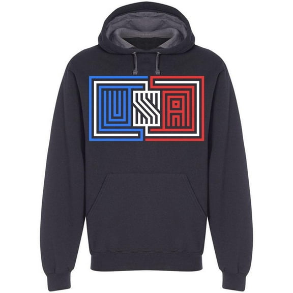Word Usa, Banner Hoodie Men -Image by Shutterstock, Male Large