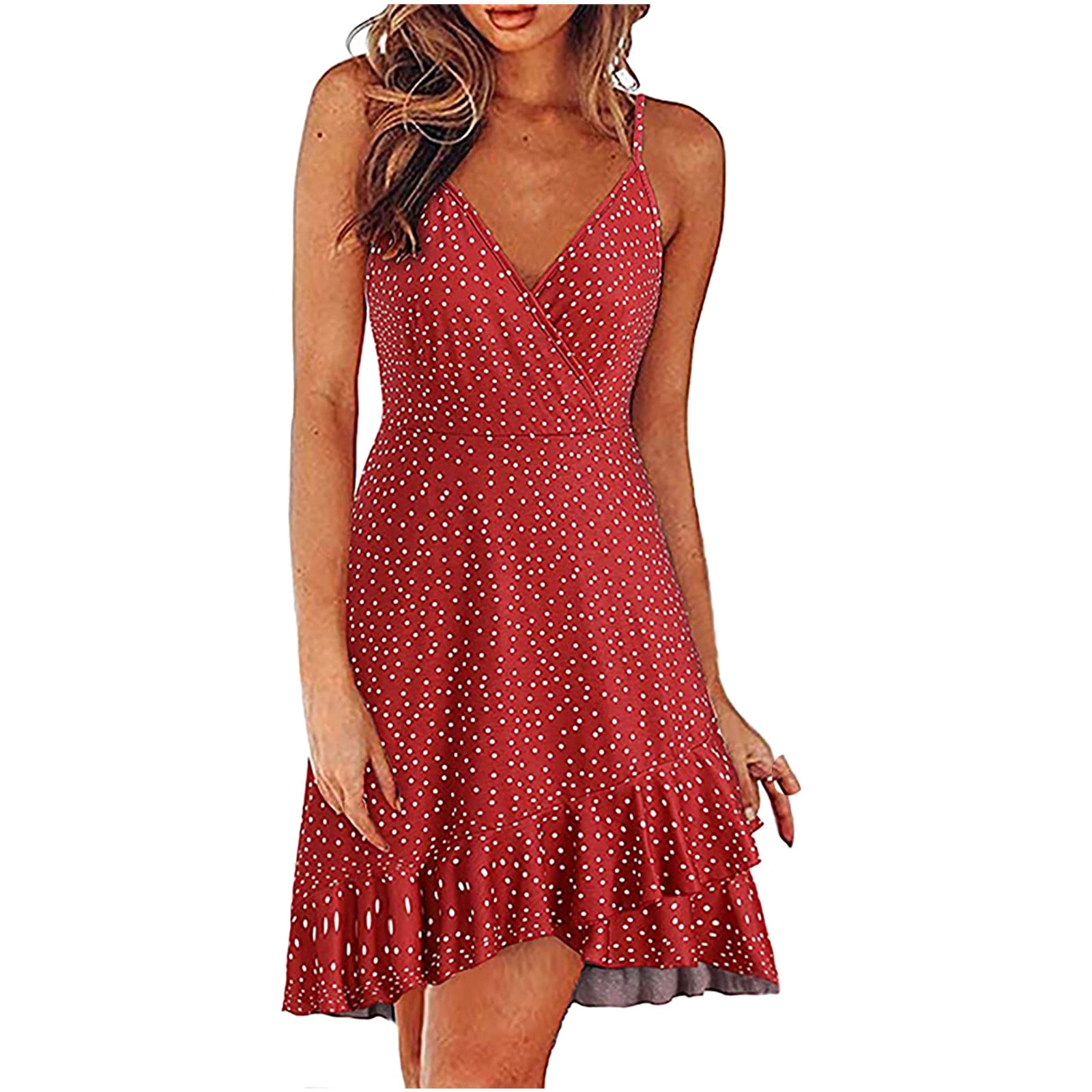 Spaghetti Strap Dresses for Women Floral Print Dresses 2023 Casual