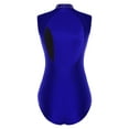 thumbnail image 2 of Choomomo Women One Piece Shiny Rhinestone Athletic Gymnastics Leotards Color Block Figure Ice Skating Costume Blue L, 2 of 6
