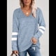thumbnail image 4 of Tops para Mujer, Camiseta con Cuello en V, Bloque de Color, Larga, Túnica Informal Azul M, 4 of 7
