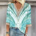 thumbnail image 2 of Dyegold Plus Size Tops For Women Floral Print Lace Trim V Neck 3/4 Sleeve Shirts Dressy Casual Loose Fit Blouses Vintage Tee, 2 of 5
