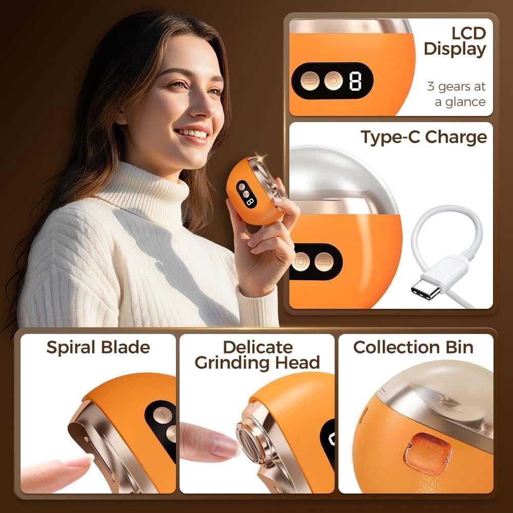 2 in 1 Electric Nail Clippers with Nail Scraps Storage LED Light, Trimming and Sanding in One, Low Noise 3 Speed Levels Rechargeable for Women Men Senior Kids Home Travel Gift for Festival (Orange)