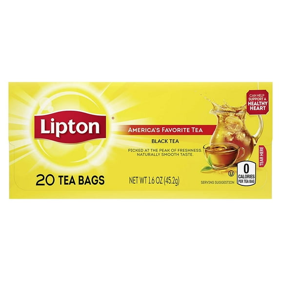Lipton Tea Bags For A Naturally Smooth Taste Black Tea Can Help Support a Healthy Heart 1.5 oz 20 Count
