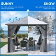 thumbnail image 3 of Dextrus 10x10FT Outdoor Single Roof Gazebo Polycarbonate Hardtop with Netting&Shaded Curtains,Sturdy Aluminum Frame Garden Tent,Ideal for Patio, Backyard,Deck and Lawns,Grey Curtain, 3 of 5
