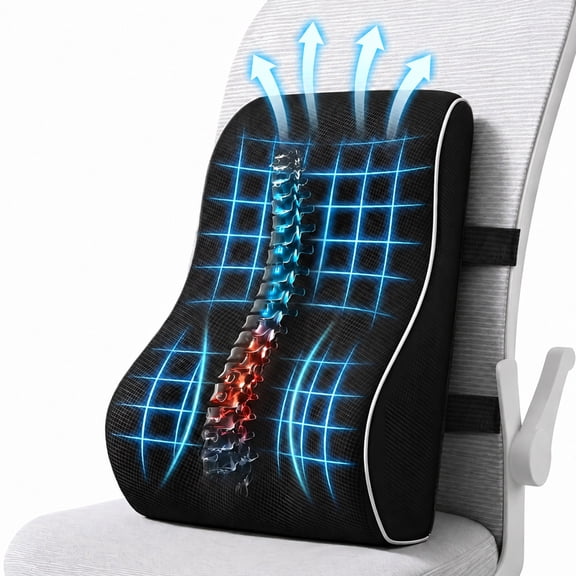 INSMART Ergonomic Lumbar Support Pillow with Adjustable Memory Foam - Breathable 3D Mesh Back Cushion for Office Chair, Car Seat & Home Use, Machine-Washable Cover, Pain Relief & Posture Support