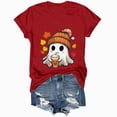 thumbnail image 5 of TOWED22 Women Cute Bow Ghost Halloween Shirt Funny Halloween Costume Tshirts Short Sleeve Spooky Graphic Tee Tops(Red,L), 5 of 8