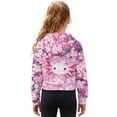 thumbnail image 2 of Xixirimido Pink Cherry Blossom Axolotl Pattern Half Zip Sweatshirt for Girls Long Sleeve Pullover Crop Tops with Pocket Kids Hoodie Fall Winter Clothes, Size 9-10, 2 of 7