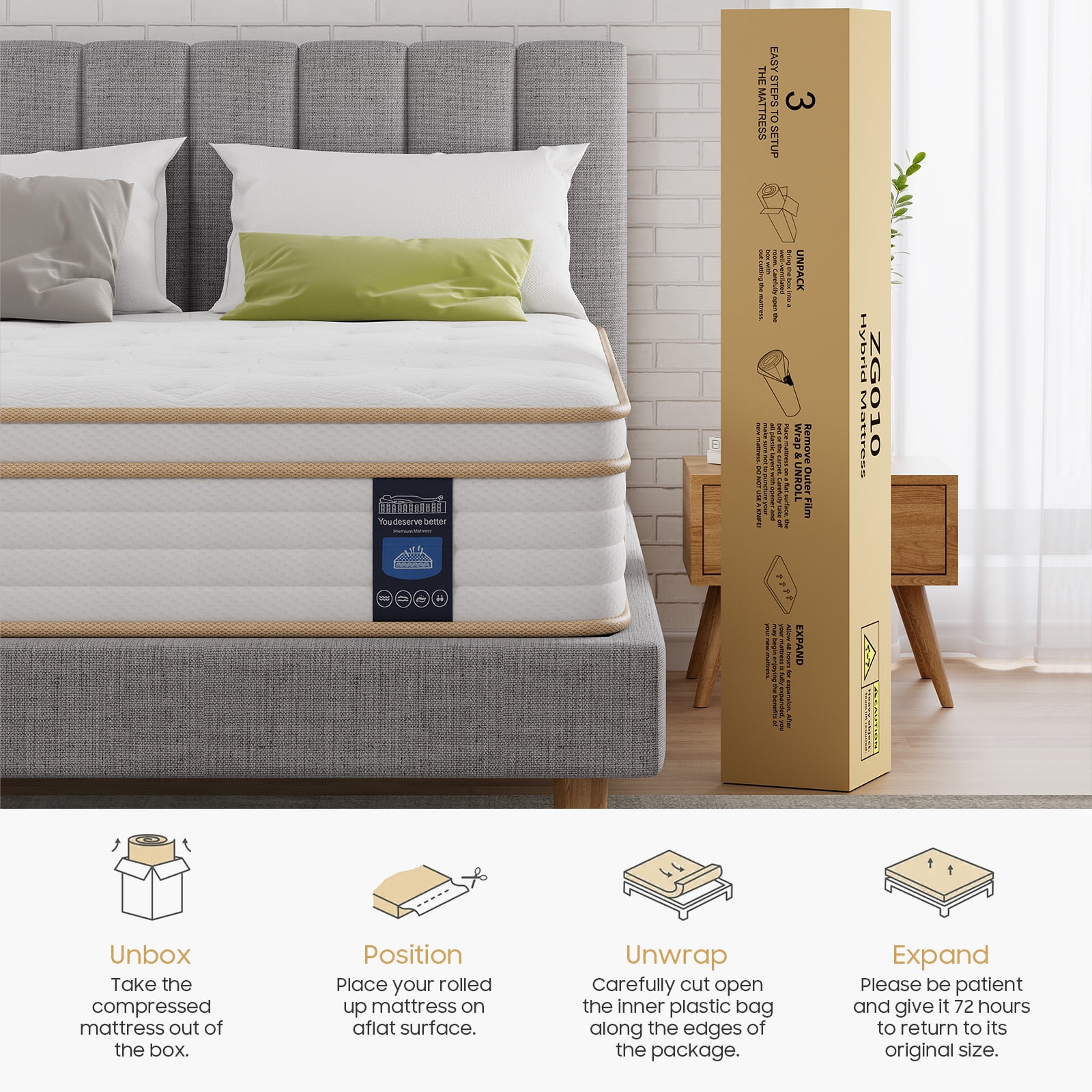 Mubulily 8" Full Size Mattress, Memory Foam Hybrid Mattress in a Box, Pocket Spring Full Mattresses