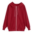 thumbnail image 6 of Fesfesfes Women's Corduroy Zip Up Hooded Jacket, Long Sleeve Drawstring Hoodie with Pockets, Casual Winter Fall Spring Outerwear, Warm Loose Fit Sweatshirt Coat, 6 of 6