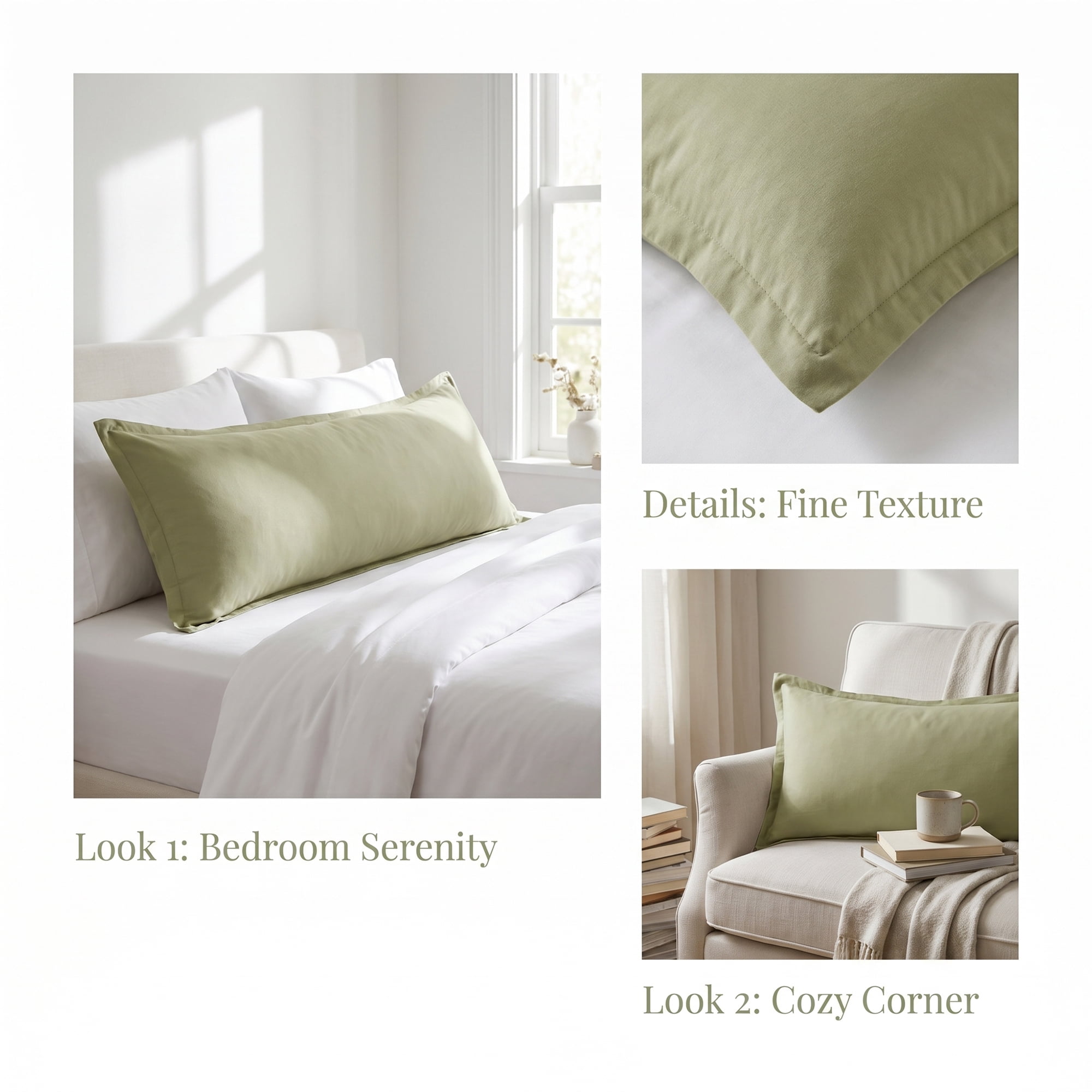 Unique Bargains 1 Pack Soft Cooling Cotton Pillow Covers Wrinkle Resistant Bean green