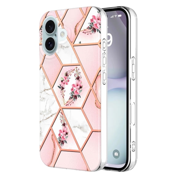 Case for iPhone 15 Pro Max protective case, Soft TPU IMD Marble Flower Pattern Case,with Camera Lens Protection Shockproof Cover