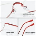 thumbnail image 4 of MAGIMODAC Metal Reading Glasses Half Moon Halframe Eyeglasses Eyewear Readers with Spring Hinges (Red, +3.0), 4 of 5