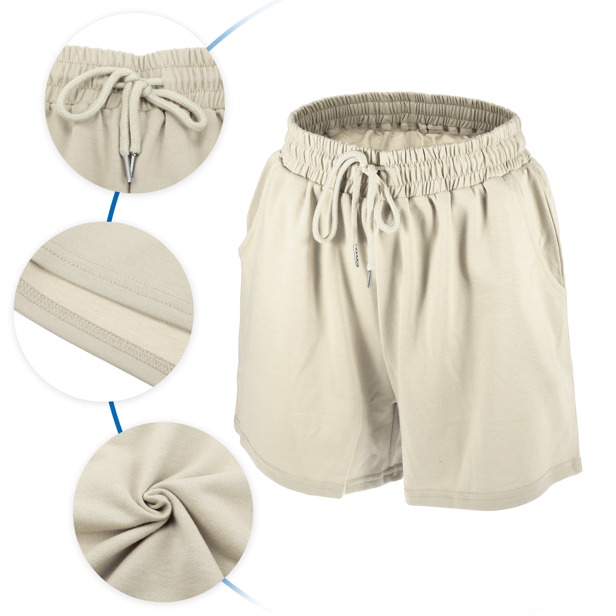 Unique Bargains Women's Flowy Running Shorts High Waisted Workout Shorts Khaki Size M