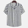 thumbnail image 2 of QBGSAY Mens Shirts Cotton Casual Fashion Top Summer Print Short Sleeve Button Down Colorblock Striped Lapel Shirt With Pocket Classic And Comfortable Top, 2 of 8