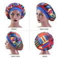 thumbnail image 5 of SPRING PARK Women African Floral Satin Elastic Night Sleep Bath Cap Bonnet Hair Care Hat Adjustable Head Wrap, 5 of 6