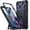 Metallic Blue, variant on Poetic Compatible with iPhone 13 Case, Spartan Series Cell Phone Case for iPhone13 (6.1 in, 2021) Full Body Rugged Premium Leather Texture Shockproof Protective Cover with Kickstand, Metallic Orange