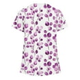thumbnail image 4 of Kctiaxy Womens Short Sleeve Tops Summer Print Graphic Scrubs for Women Fashionable Casual V-Neck Work T Shirt for Women with Pockets, 4 of 5