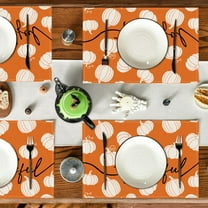 Fall Harvest Polyester Placemats Set - Waterproof Table Setting Decor Holiday Dinner Mats Heat-Resistant Thanksgiving Table Decorations 4-Pack(D)