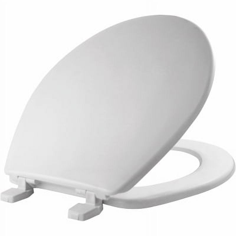 Mayfair 92B-000 Toilet Seat, Round, Plastic, White, Top-Tite Hinge