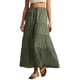 thumbnail image 3 of Faldas Largas Escalonadas para Mujer, Plisadas, en Forma de A, con Cintura Elástica Ajustable y Cordón Ajustable, Falda Larga . Verde L, 3 of 10