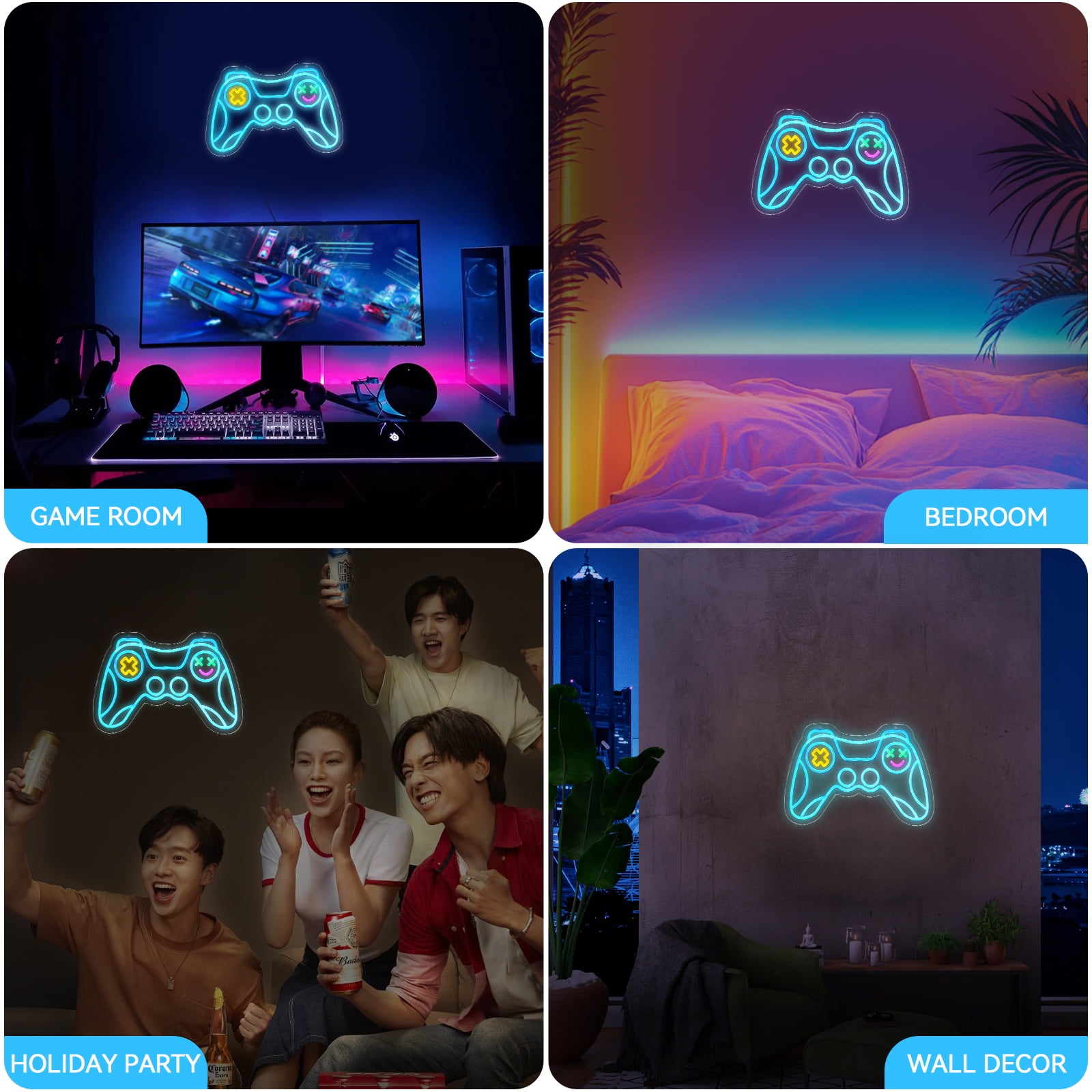 iDecoMart Gaming Controller Neon Signs, PC Gamer LED Neon Lights for Room Wall Decor, Perfect Gift for Boy