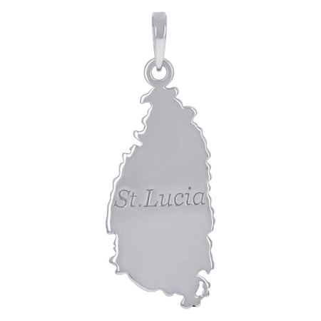 925 Sterling Silver Unisex St. Lucia Island Map Saints Charm Pendant